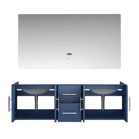 Image of Lexora Geneva Transitional Navy Blue 60" Double Sink Vanity with 60" Led Mirror, no Top | LG192260DE00LM60