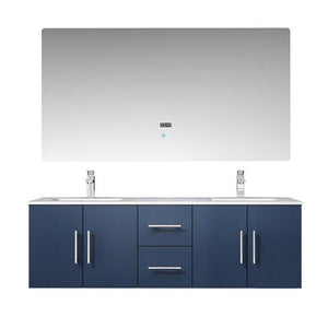 Lexora Geneva Transitional Navy Blue 60" Double Sink Vanity Set | LG192260DEDSLM60F