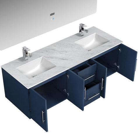 Image of Lexora Geneva Transitional Navy Blue 60" Double Sink Vanity Set | LG192260DEDSLM60F