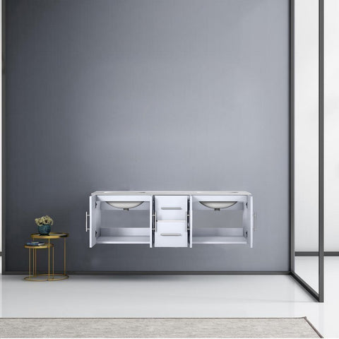 Image of Lexora Geneva Transitional Glossy White 60" Double Sink Vanity | LG192260DMDS000