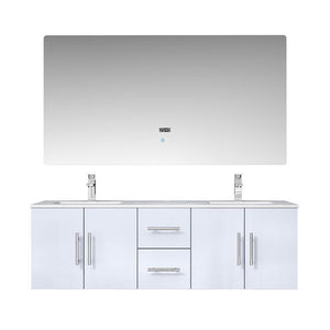 Lexora Geneva Transitional Glossy White 60" Double Sink Vanity Set | LG192260DMDSLM60F