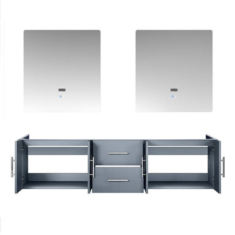 Image of Lexora Geneva Transitional Dark Grey 72" Double Sink Vanity with 30" Led Mirror, no Top | LG192272DB00LM30