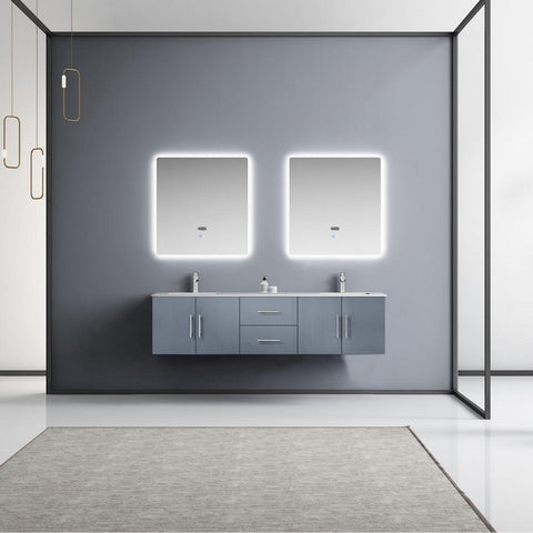 Lexora Geneva Transitional Dark Grey 72" Double Sink Vanity Set | LG192272DBDSLM30F