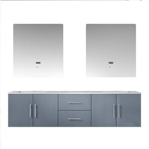 Geneva Transitional Dark Grey 72" Double Sink Vanity with 30" Led Mirrors | LG192272DBDSLM30
