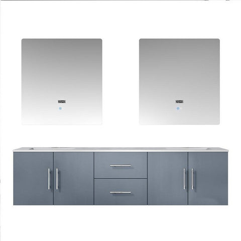 Image of Geneva Transitional Dark Grey 72" Double Sink Vanity with 30" Led Mirrors | LG192272DBDSLM30