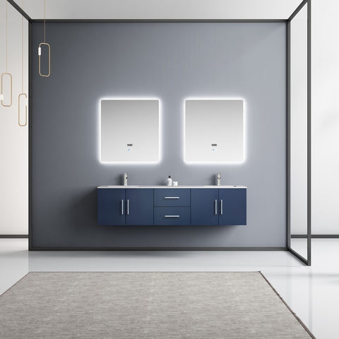 Image of Lexora Geneva Transitional Navy Blue 72" Double Sink Vanity Set | LG192272DEDSLM30F