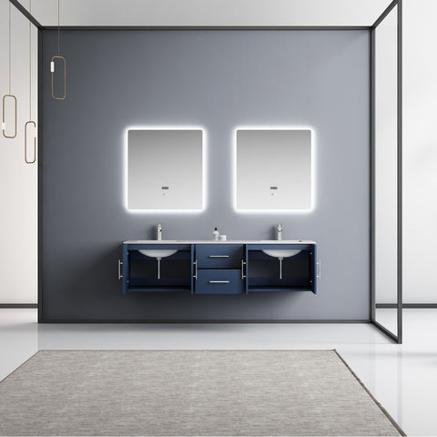 Image of Lexora Geneva Transitional Navy Blue 72" Double Sink Vanity Set | LG192272DEDSLM30F
