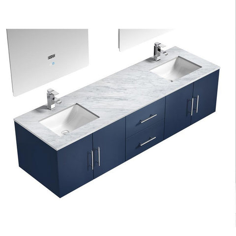 Image of Lexora Geneva Transitional Navy Blue 72" Double Sink Vanity Set | LG192272DEDSLM30F