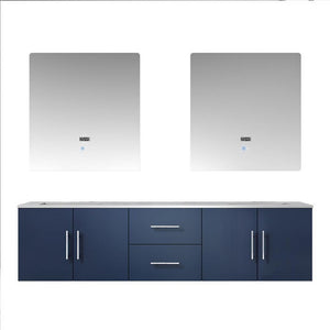 Geneva Transitional Navy Blue 72" Double Sink Vanity with 30" Led Mirrors | LG192272DEDSLM30