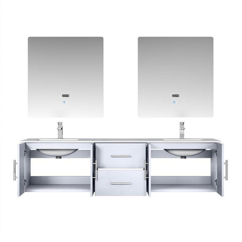 Image of Lexora Geneva Transitional Glossy White 72" Double Sink Vanity Set | LG192272DMDSLM30F