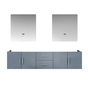 Lexora Geneva Transitional Dark Grey 80" Double Sink Vanity with 30" Led Mirrors, no Top | LG192280DB00LM30