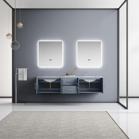 Image of Geneva Transitional Dark Grey 80" Double Sink Vanity with 30" Led Mirrors | LG192280DBDSLM30