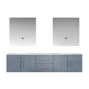 Geneva Transitional Dark Grey 80" Double Sink Vanity with 30" Led Mirrors | LG192280DBDSLM30