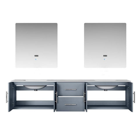 Image of Geneva Transitional Dark Grey 80" Double Sink Vanity with 30" Led Mirrors | LG192280DBDSLM30