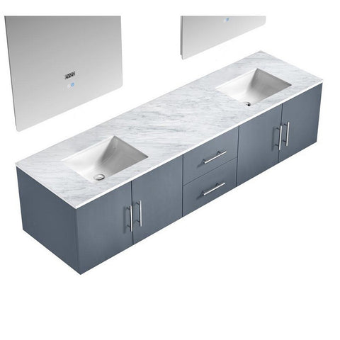 Image of Geneva Transitional Dark Grey 80" Double Sink Vanity with 30" Led Mirrors | LG192280DBDSLM30