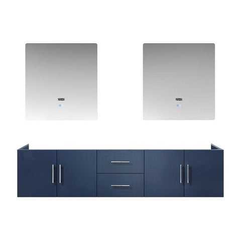 Image of Lexora Geneva Transitional Navy Blue 80" Double Sink Vanity with 30" Led Mirrors, no Top | LG192280DE00LM30