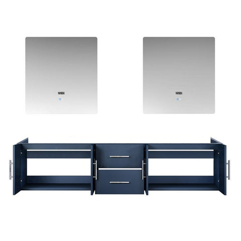 Image of Lexora Geneva Transitional Navy Blue 80" Double Sink Vanity with 30" Led Mirrors, no Top | LG192280DE00LM30