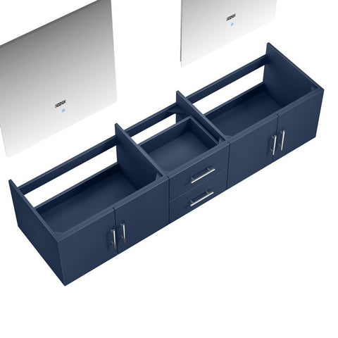 Image of Lexora Geneva Transitional Navy Blue 80" Double Sink Vanity with 30" Led Mirrors, no Top | LG192280DE00LM30