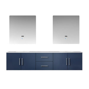 Geneva Transitional Navy Blue 80" Double Sink Vanity with 30" Led Mirrors | LG192280DEDSLM30
