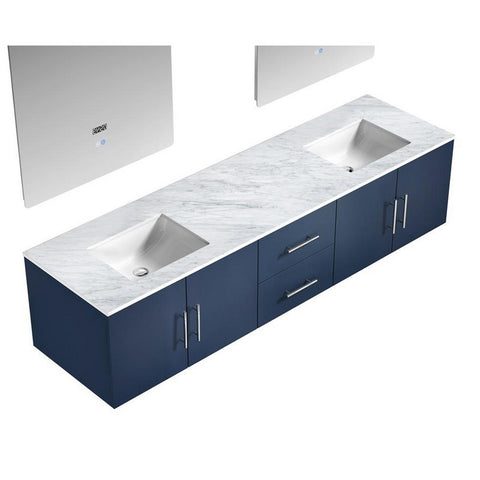 Image of Geneva Transitional Navy Blue 80" Double Sink Vanity with 30" Led Mirrors | LG192280DEDSLM30