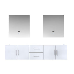 Lexora Geneva Transitional Glossy White 80" Double Sink Vanity with 30" Led Mirrors, no Top | LG192280DM00LM30