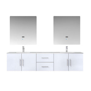 Lexora Geneva Transitional Glossy White 80" Double Sink Vanity Set | LG192280DMDSLM30F
