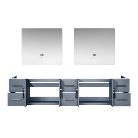 Image of Lexora Geneva Transitional Dark Grey 84" Double Sink Vanity with 36" Led Mirrors, no Top | LG192284DB00LM36