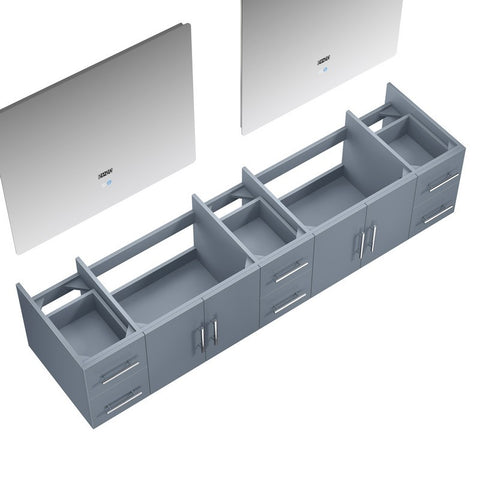 Image of Lexora Geneva Transitional Dark Grey 84" Double Sink Vanity with 36" Led Mirrors, no Top | LG192284DB00LM36