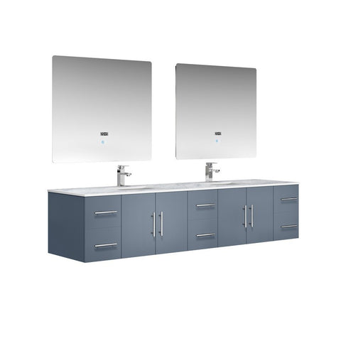 Image of Lexora Geneva Transitional Dark Grey 84" Double Sink Vanity Set | LG192284DBDSLM36F