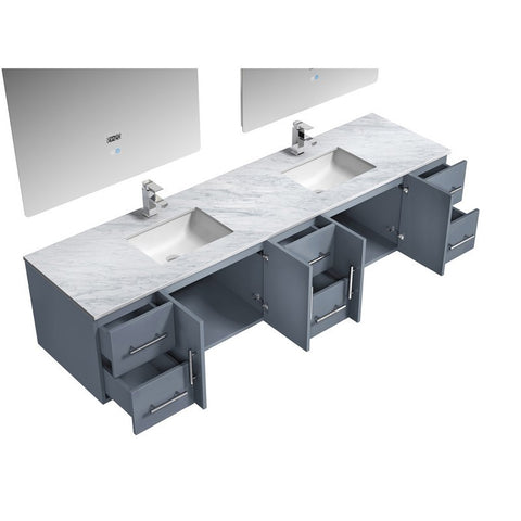 Image of Lexora Geneva Transitional Dark Grey 84" Double Sink Vanity Set | LG192284DBDSLM36F