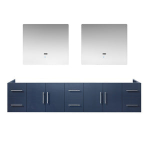 Lexora Geneva Transitional Navy Blue 84" Double Sink Vanity with 36" Led Mirrors, no Top | LG192284DE00LM36