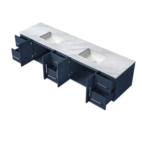 Image of Geneva Transitional Navy Blue 84" Double Sink Vanity with 36" Led Mirrors | LG192284DEDSLM36