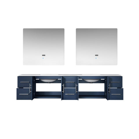 Image of Geneva Transitional Navy Blue 84" Double Sink Vanity with 36" Led Mirrors | LG192284DEDSLM36