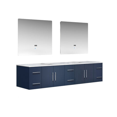 Image of Geneva Transitional Navy Blue 84" Double Sink Vanity with 36" Led Mirrors | LG192284DEDSLM36
