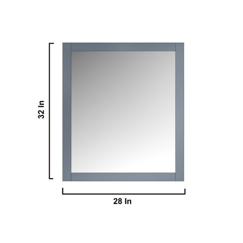 Image of Jacques 30" Dark Grey Single Square Sink Vanity Set | White Carrara Marble Top and 28" Mirror | LJ342230SBDSM28F