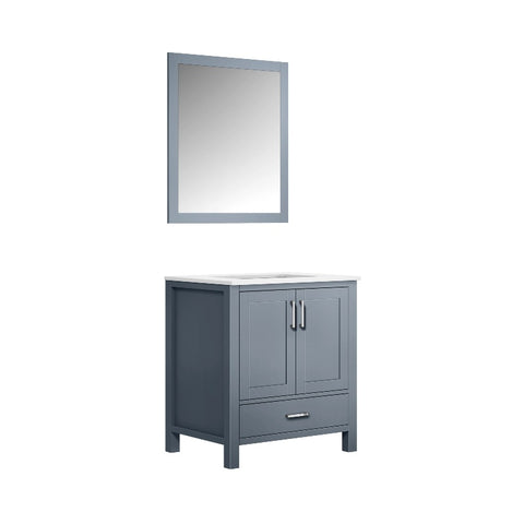 Image of Jacques Modern Dark Grey 30" Single Sink Vanity with Mirror | LJ342230SBWQM28