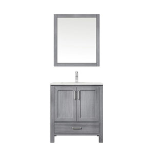 Jacques Modern Distressed Grey 30" Single Sink Vanity with Mirror | LJ342230SDWQM28