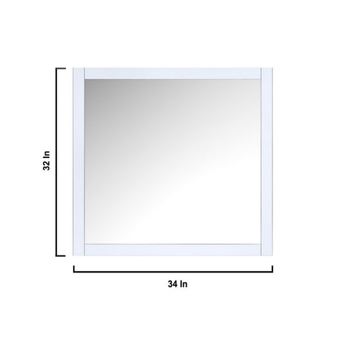 Image of Jacques 36" White Single Vanity, no Top and 34" Mirror - Right Version | LJ342236SA00M34R