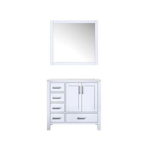 Jacques 36" White Single Sink Vanity with White Carrara Marble Top - Right Version | LJ342236SADSM34R