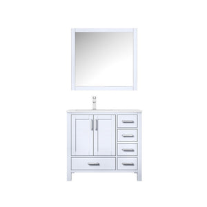 Jacques 36" White Single Sink Vanity Set with White Carrara Marble Top - Left Version | LJ342236SADSM34FL
