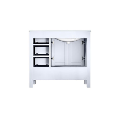 Image of Jacques 36" White Single Sink Vanity Set with White Carrara Marble Top - Left Version | LJ342236SADSM34FL