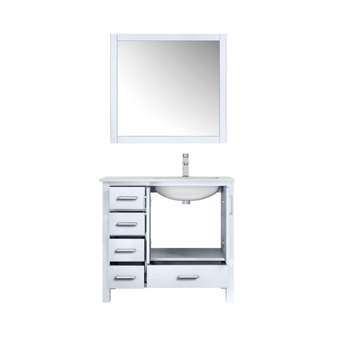 Jacques 36" White Single Sink Vanity Set with White Carrara Marble Top - Right Version | LJ342236SADSM34FR