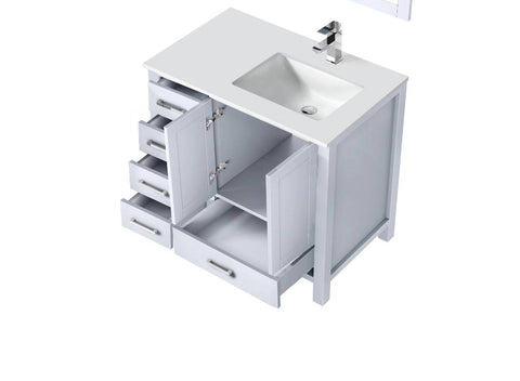Image of Jacques Modern White 36" Single Sink Vanity - Left Version | LJ342236SAWQ000L