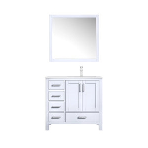Jacques Modern White 36" Single Sink Vanity with Mirror - Right Version | LJ342236SAWQM34R