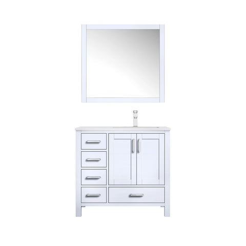 Image of Jacques Modern White 36" Single Sink Vanity with Mirror - Right Version | LJ342236SAWQM34R