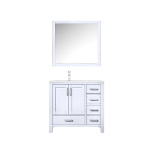 Jacques Modern White 36" Single Sink Vanity with Mirror - Left Version | LJ342236SAWQM34L