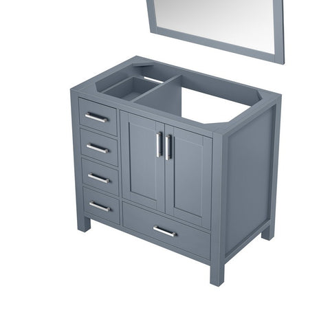 Image of Jacques 36" Dark Grey Single Vanity, no Top and 34" Mirror - Right Version | LJ342236SB00M34R