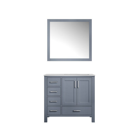 Jacques 36" Dark Grey Single Sink Vanity with White Carrara Marble Top - Right Version | LJ342236SBDSM34R