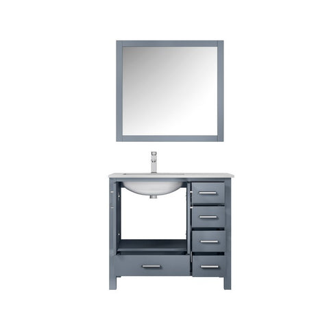 Image of Jacques 36" Dark Grey Single Sink Vanity Set with White Carrara Marble Top - Left Version | LJ342236SBDSM34FL