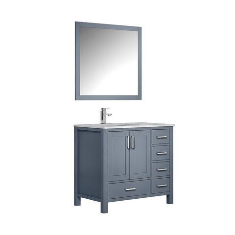 Image of Jacques 36" Dark Grey Single Sink Vanity Set with White Carrara Marble Top - Left Version | LJ342236SBDSM34FL